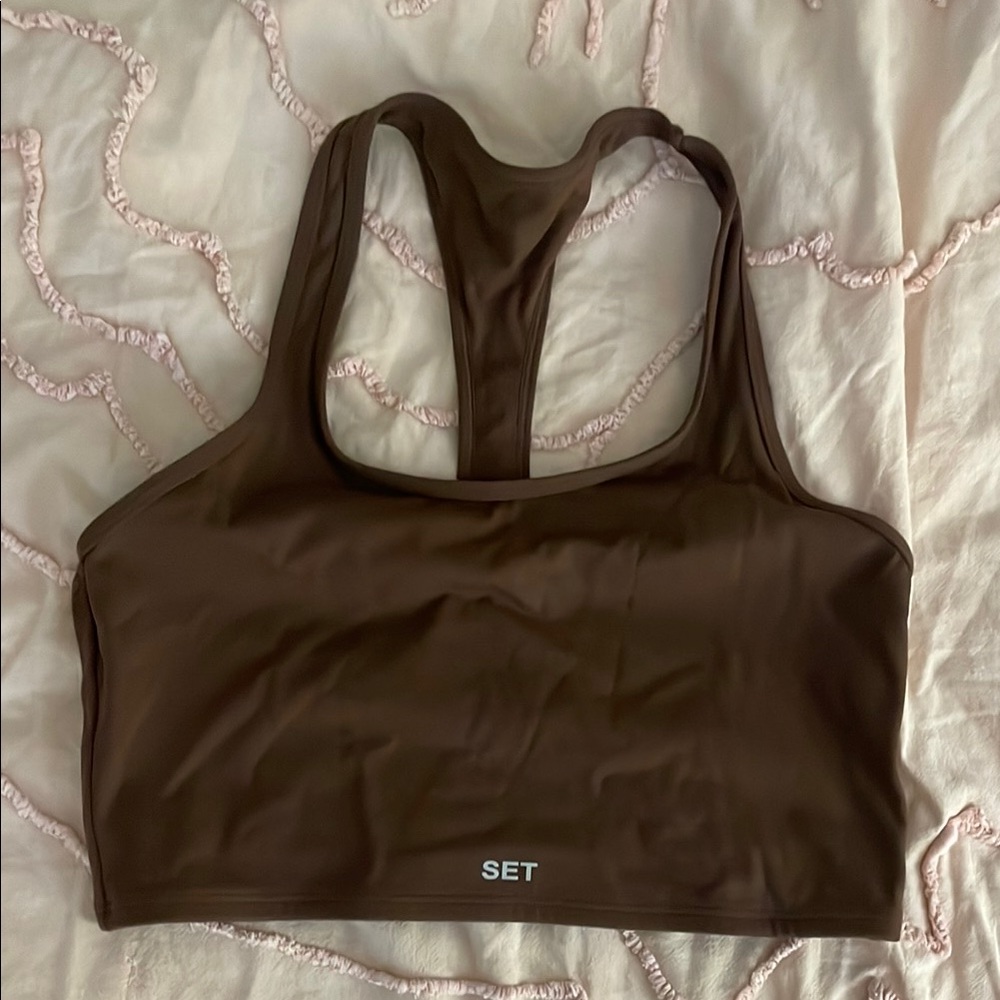 SET Active Brown Racerback Sports Bra